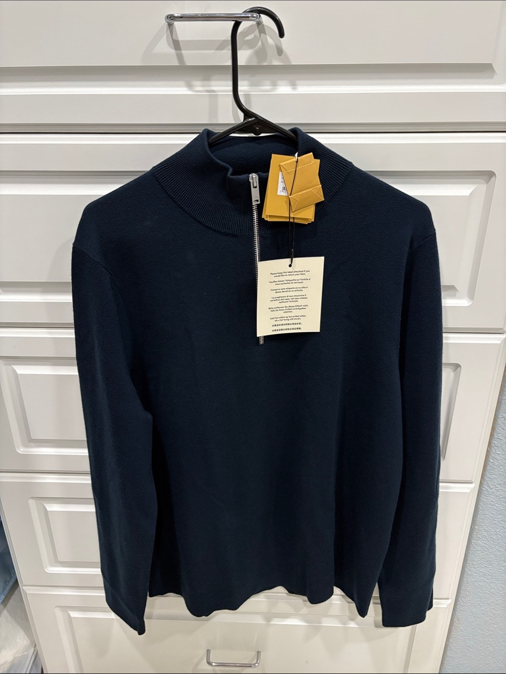 Sandro Navy Half-Zip Mock Neck Sweater